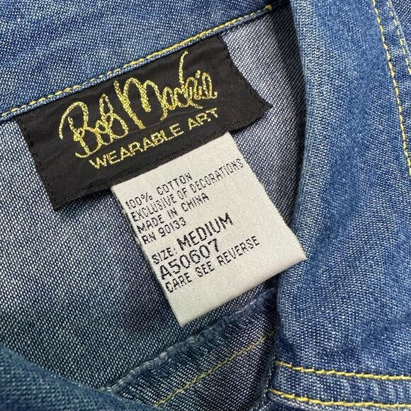 Bob Mackie Wearable Art Floral Embroidered Denim Shirt - Picture 4 of 6